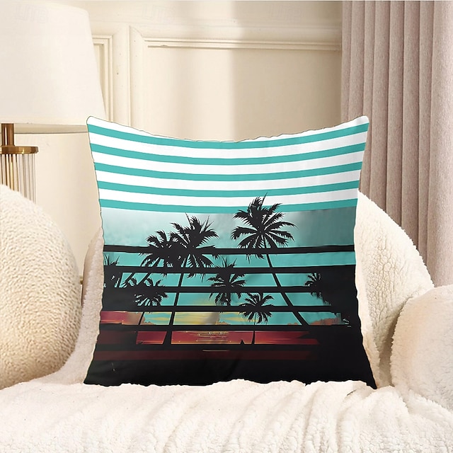  Summer Vibe Decorative Toss Pillows Cover 1PC Palm Trees Soft Square Couch Cushion Case Pillowcase for Bedroom Livingroom Sofa Chair