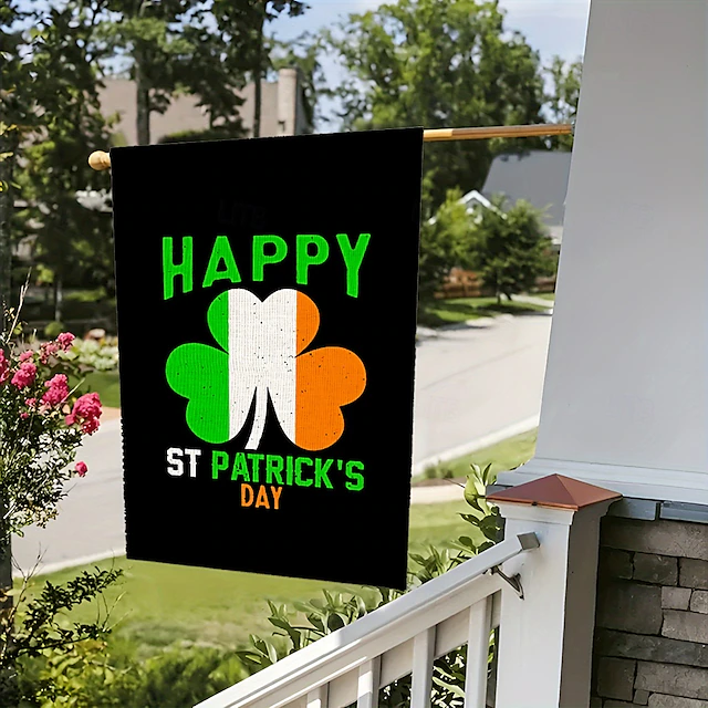 Saint Patrick's Day Garden Flag 12x18inch Outdoor Decorations Welcome 