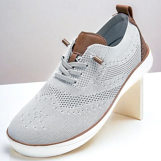  Men's Lightweight Barefoot Shoes Knit Sneakers - Breathable Casual Shoes with Lace-Up Design for Walking, Travel and Daily Wear