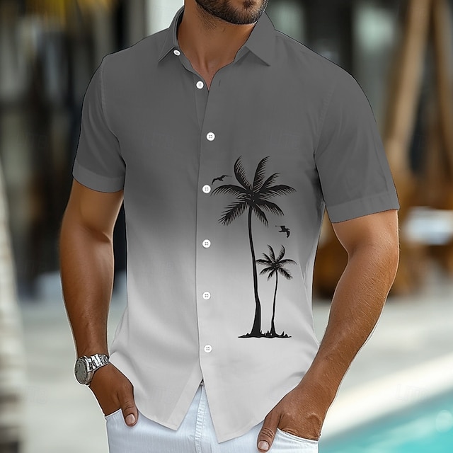 Camicia Hawaiana Uomo Cromoncent – Maniche Corte, Quadri Bufalo, Stampa Cocco E Rosa, Taglia M