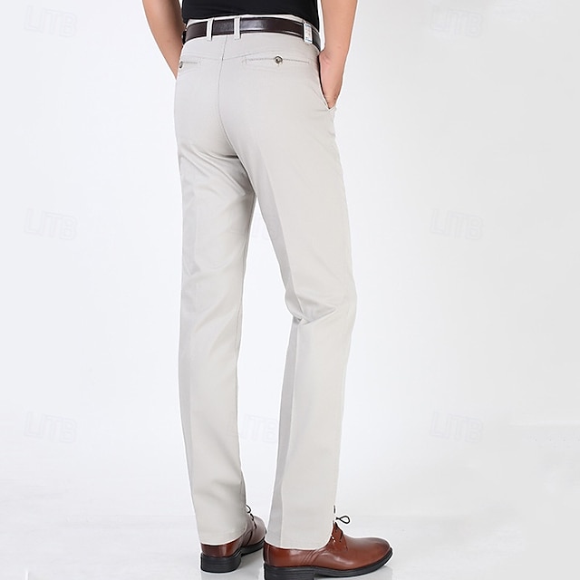  Hombre Graduación pantalones de traje Pantalones Chinos Botones Bolsillo Plano Comodidad Formal Fiesta Trabajo Moda Estilo clásico Dunkelkaki Caqui Claro Microelástico