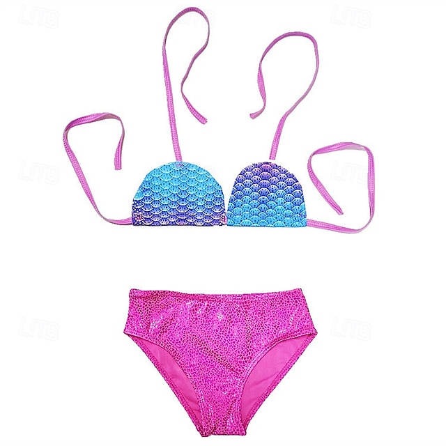  Børn Pige Badedragt Bikini udendørs Fest Havfrue Ferie Mode Badedragter 4 år + Sommer Gul Lyserød