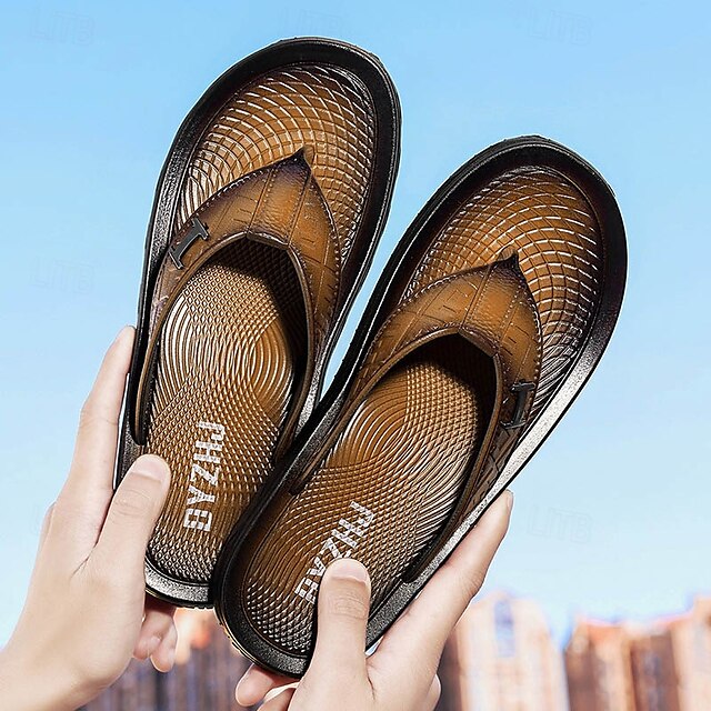  svarta flip flops för män med bekväm fotbädd, avslappnad slip-on design för dagligt slitage och avkopplande