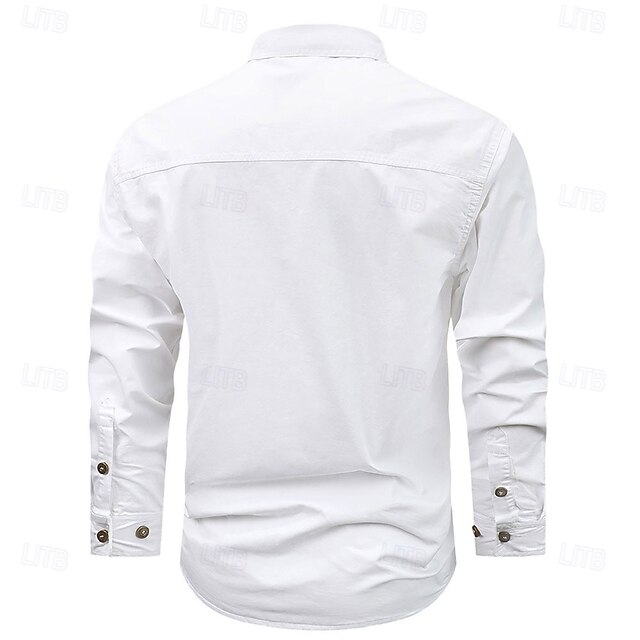 Vetement Pour Safari Chemise Cargo Safari Homme - Manches Longues - Style Randonnée Et Travail - Polyester Chemise Travail Polyester Style Militaire