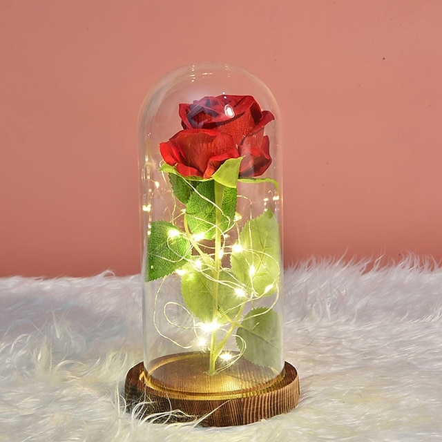  Galaxy Rose Lamps Simulated Rose 24k Gold Foil Rose Glass Led Light Light Up Rose In Glass Gift for Valentine's Day