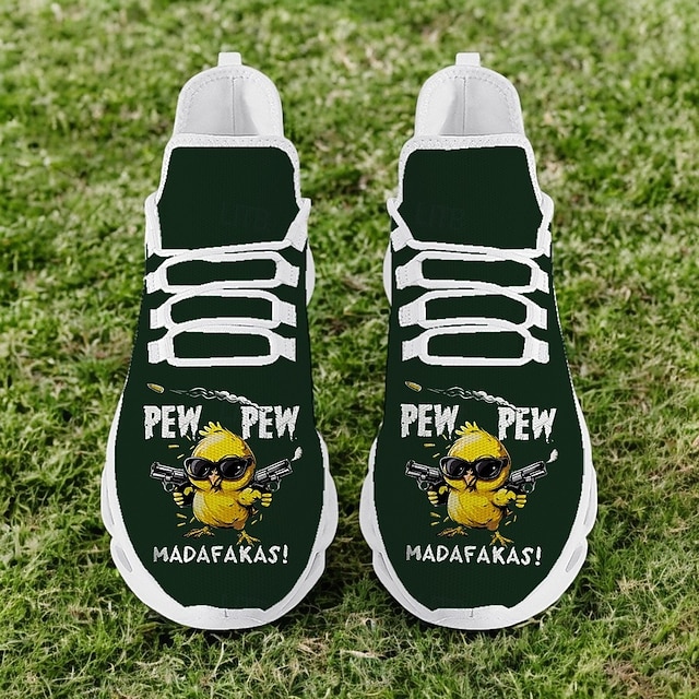  męskie trampki flyknit z zabawnym nadrukiem graficznym - lekkie, oddychające, codzienne buty do biegania i na co dzień