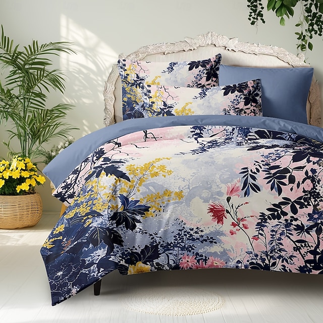  blommönster påslakanset set mjukt 3-delat lyxigt sängset i bomull heminredning present tvilling hel king queen size påslakan