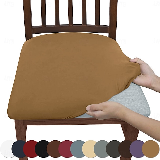  Stuhlsitzbezüge, weicher Stuhlbezug für Esszimmerstühle, Stretch, abnehmbare Stuhlbezüge für Esszimmer, Küche, Samtsitzbezüge für Esszimmer