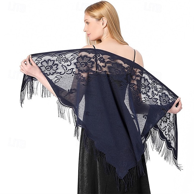  شالات وأغطية دانتيل مثلثة الشكل للسيدات لفساتين السهرة مع شرابات لحفلات السهرة وشالات زفاف شبكية