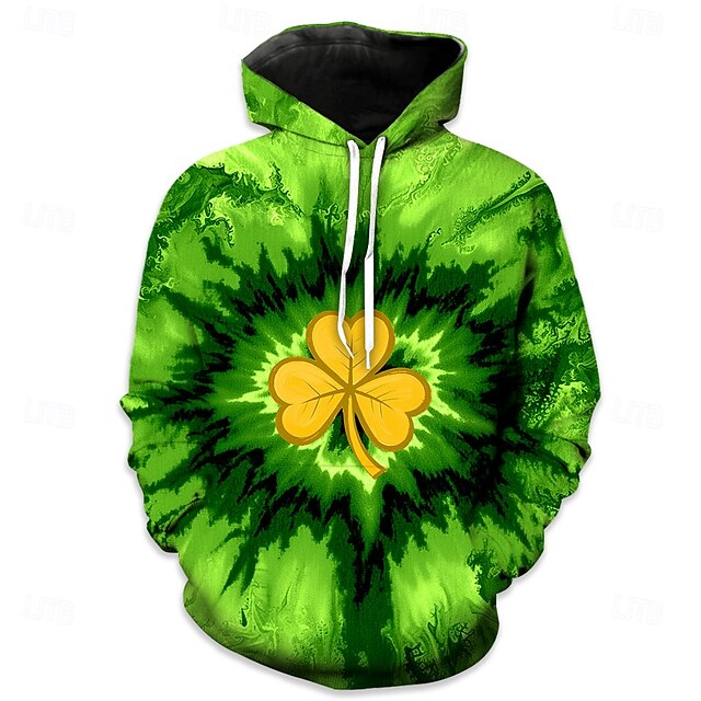  St. Patrick's Day Shamrock Irish Hoodie 3D Lucky Clover Front Pocket Graphic For Couple's Men's Women's Adults' Saint Patrick's Day 3D Print Party Casual Daily