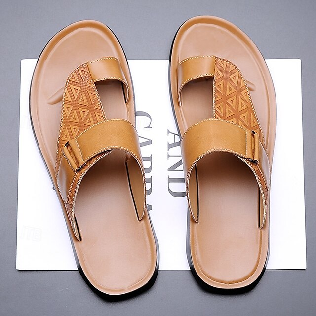  Geometrisch reliëf sandalen met open neus voor heren – verstelbaar bandontwerp voor casual strand- en zomerkleding