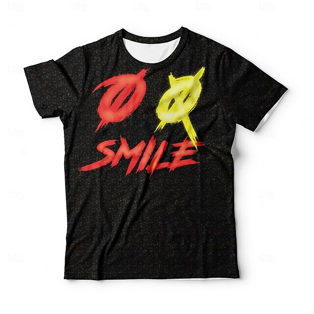 Men's Smile Face T Shirt Short Sleeve T shirt 3D Print Crew Neck Shirt Exaggerated Designer Party Holiday Club Black Summer Spring Clothing Apparel S M L XL XXL XXXL4