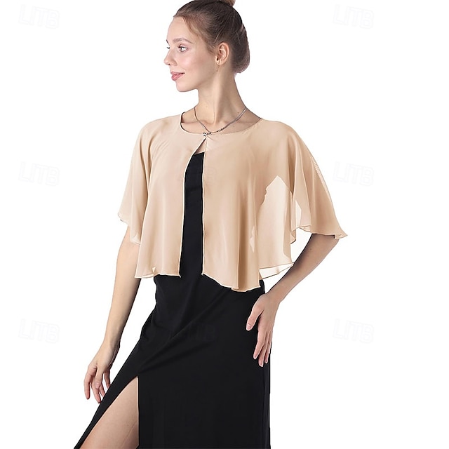  Baoqiya Capelets for women Chiffon Cape Soft Shawls and Wraps Wedding Capes 1920s flapper Cover Up