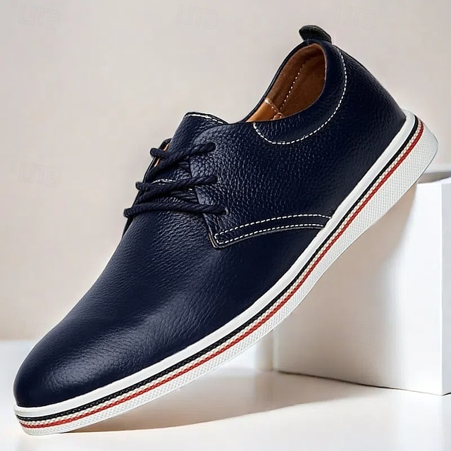  Men's Casual Lace-Up Shoes – Vibrant Faux Leather Upper, Lightweight Design, Non-Slip Sole, Perfect for Everyday Wear and Summer Outings