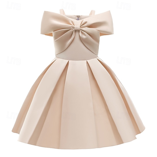  Bambino Da ragazza Vestito da festa Tinta unica Senza maniche Prestazioni Compleanno Nodo della cravatta Bellissimo Dolce Cotone Maxi Vestito da festa Vestito svasato Abito linea A Estate 4 anni +