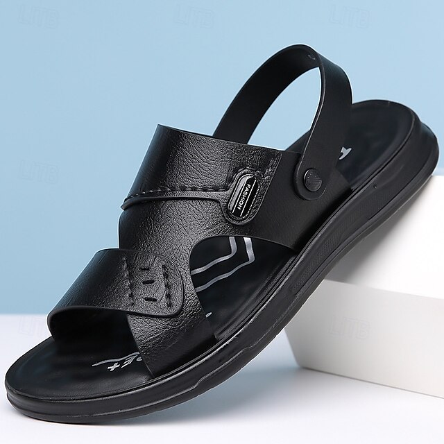  Braune Sandalen aus Kunstleder für Herren – verstellbarer Slingback-Riemen, bequeme Sohle, lässiges Sommerschuhwerk für Strand und Outdoor
