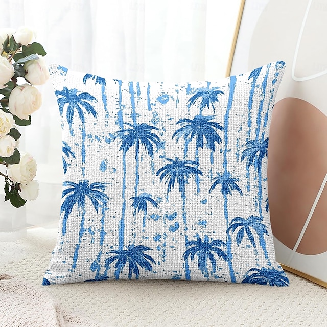  Housse de coussin décorative à motif de palmiers, 1 pièce, taie d'oreiller carrée douce pour chambre à coucher, salon, canapé, chaise