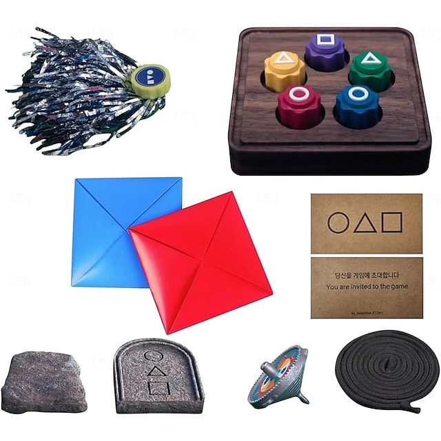  Gonggi Korean Game, Gonggi Korean Tossing Game Set (Joc de joc tradițional coreean) - Jebi Chagi, Gong-Gi, Biseokchigi, Paeng-y, Ddakji, Family Party Game (1 set)