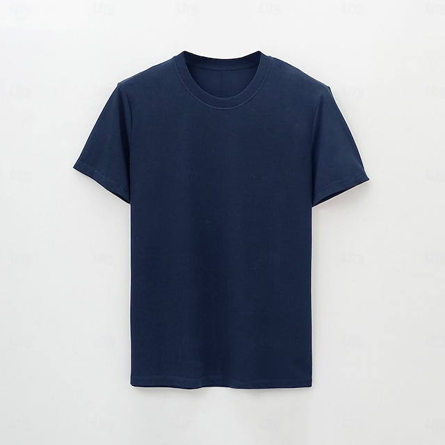  Voor heren T-shirt Korte mouw Strakke ronde hals Zomer Lente Effen Kleur Sport Neutrale Dagelijks Ronde hals School Opleiding Buiten Licht Blauw Donker Grijs Zwart Top T-shirt voor mannen