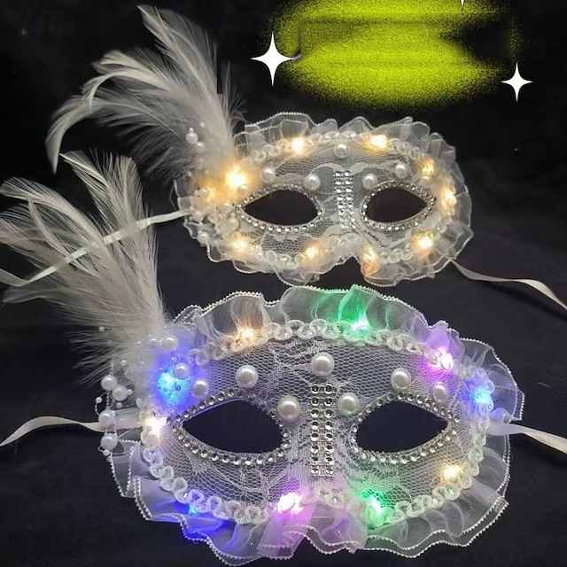  Halloween Velencei maszk Columbina Farsangi maszk Fél arc Felnőttek Férfi Női Farsang Mardi Gras Parti Álarcos mulatság Velencei karnevál Egyszerű Halloween jelmezek Kiöltözik