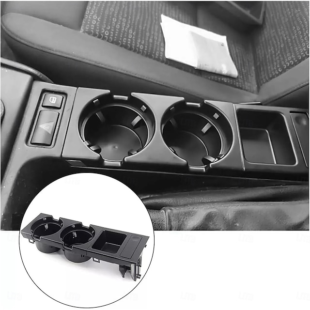  صندوق تخزين حامل العملات المعدنية في الكونسول الوسطى باللون الأسود لسيارة BMW E46 325i 1999-06