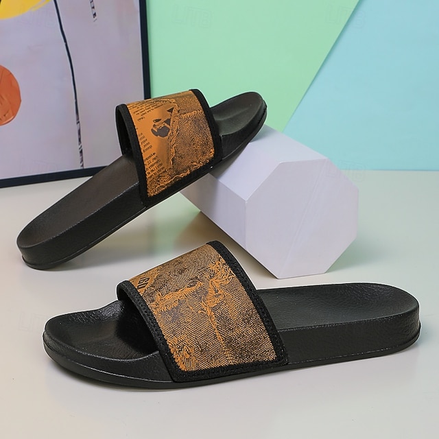  miesten vapaa-ajan liukusandaalit tyylikkäällä painatushihnalla - mukavat ranta- ja sisäkengät kesäksi