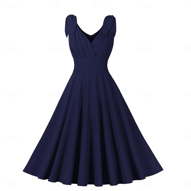  Retro 50. léta Rockabilly Šaty Houpací šaty Pevná barva Maškarní kostým Dámské Karneval Plesová maškaráda Denní nošení loučení se svobodou nevěsty Dospělé Šaty Šaty pro návrat domů