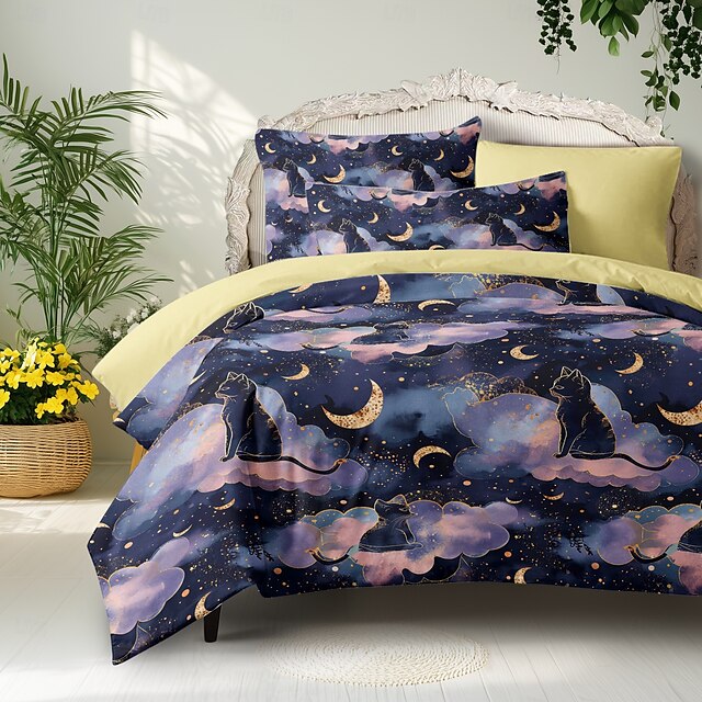  100% Cotton Duvet Cover Set Geometric Heart-Shaped Pattern Comforter Set Soft 3-Piece Luxury Bedding Set Home Decor Gift King Queen Full Sizehree Piece Set
