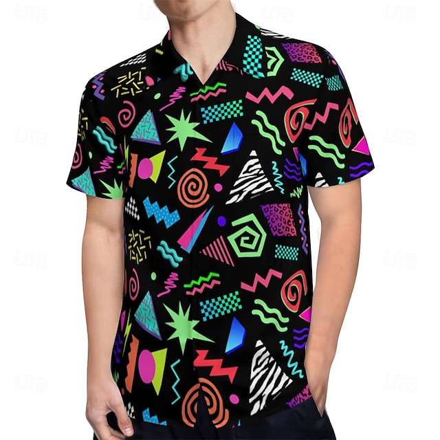  Retro Vintage 1980s Shirt Aloha Shirt Hippie Psychedelic Men's Vacation Party Pride Parade Adults' Shirt