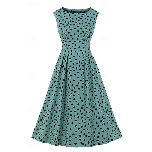  Retro / vintage Lata 50. Rockabilly Sukienka Sukienka huśtawka Groszki Damskie Karnawał Bal maskowy Dzienne zużycie Wieczór panieński Dla dorosłych Sukienka Sukienki na bal maturalny