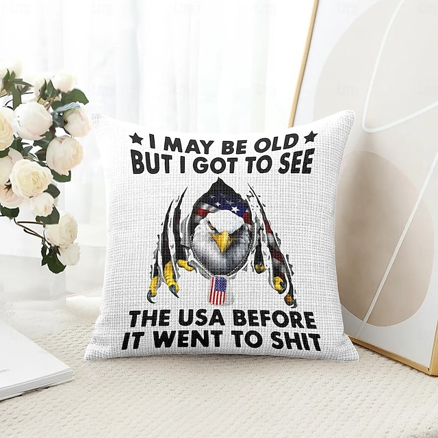  Funda de Almohada Decorativa American Eagle 1PC Funda de Cojín Suave Cuadrada para Sofá Cama Sala de Estar Silla 4 de Julio Día de la Independencia