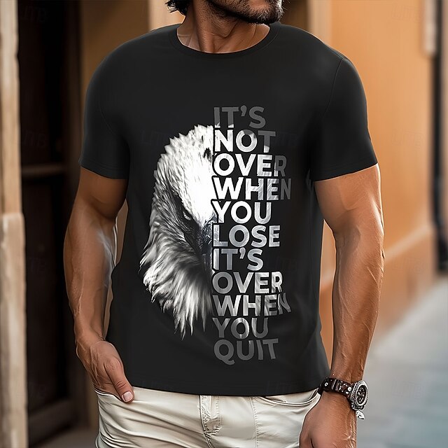 Men's Eagle T Shirt Short Sleeve T shirt 3D Print Crew Neck Shirt Fashion Daily Street Daily Black Summer Spring Clothing Apparel S M L XL XXL XXXL4
