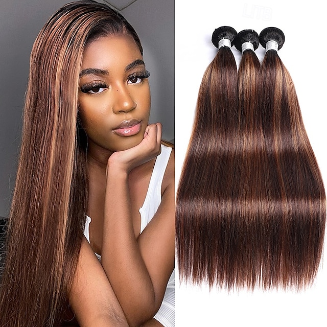  3 pacotes de cabelo brasileiro t1b-4/30# pacote de cabelo cabelo liso cabelo humano 12-28 polegadas