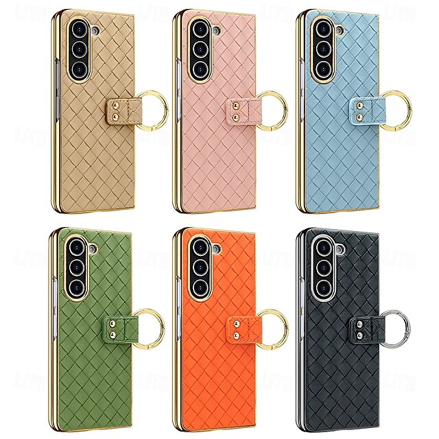  Phone Case For Samsung Galaxy Z Fold 6 Z Fold 5 Z Fold 4 Back Cover Ring Buckle Shockproof Retro PU Leather