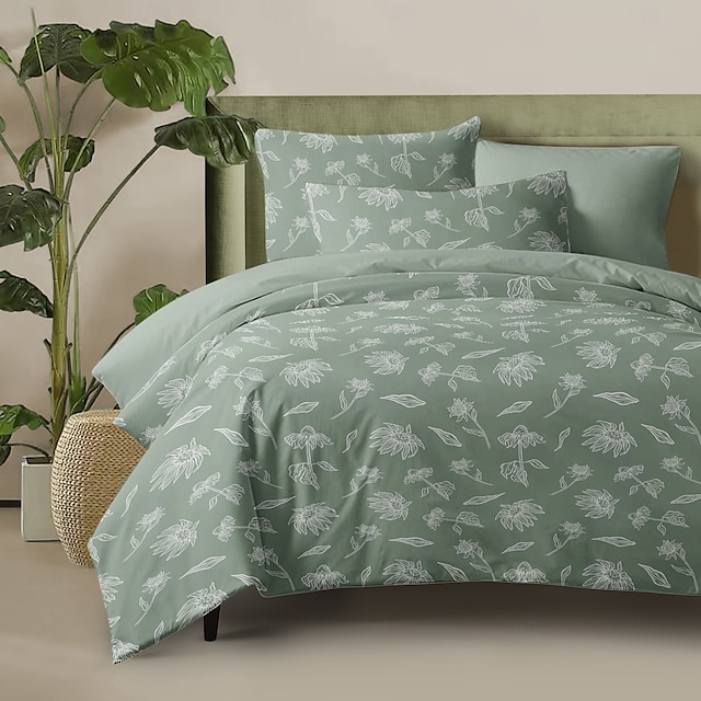  Capa de Edredom com Padrão Floral Tamanho Twin Conjunto de Cama Conjuntos de Colchas Capa Leve e Macia com 2 Fronhas para Verão Primavera