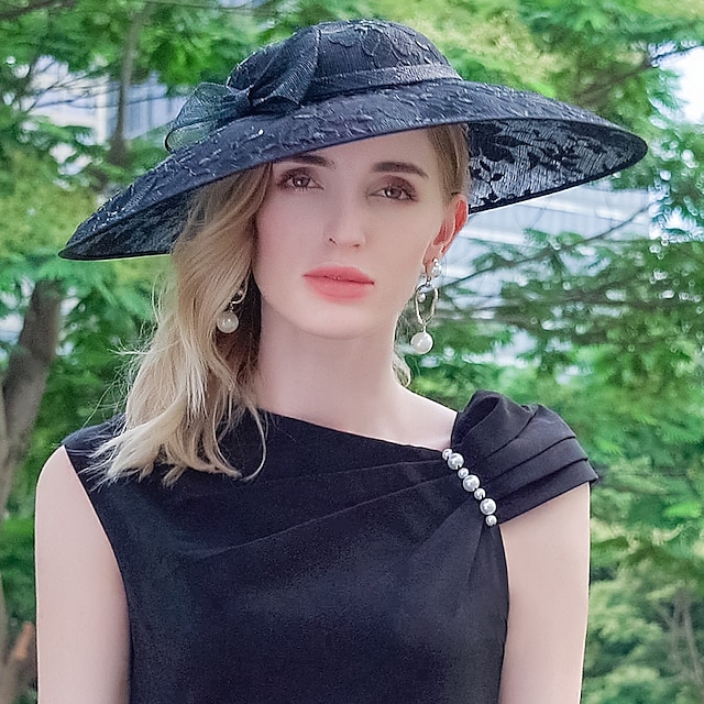  Kalap Len Bowler / Cloche kalap Szalmakalap Csészealj kalap Esküvő Zsúr Elegáns Esküvő Val vel Csokor Csipke Sisak Fejfedők