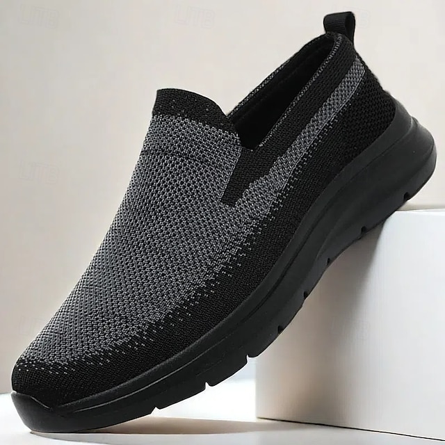  baskets de sport à enfiler pour hommes, maille tricotée respirante, chaussures de course confortables avec semelle blanche, chaussures de sport décontractées pour l'extérieur et l'utilisation quotidienne