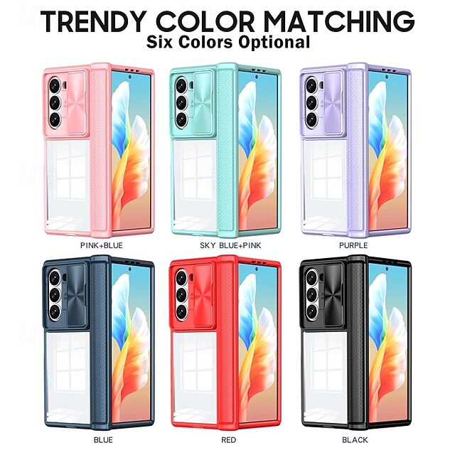  מגן טלפון לסמסונג גלקסי Z Fold 6 Z Fold 5 כיסוי אחורי עמיד ללחץ רטרו TPU PC