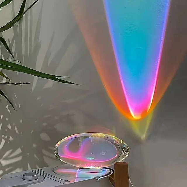  مصباح زخرفي كريستالي led مزود بمنفذ USB مصباح ليلي مزود بقوس قزح وغروب الشمس وإضاءة ملونة RGB لتزيين الغرفة هدية فريدة للأصدقاء