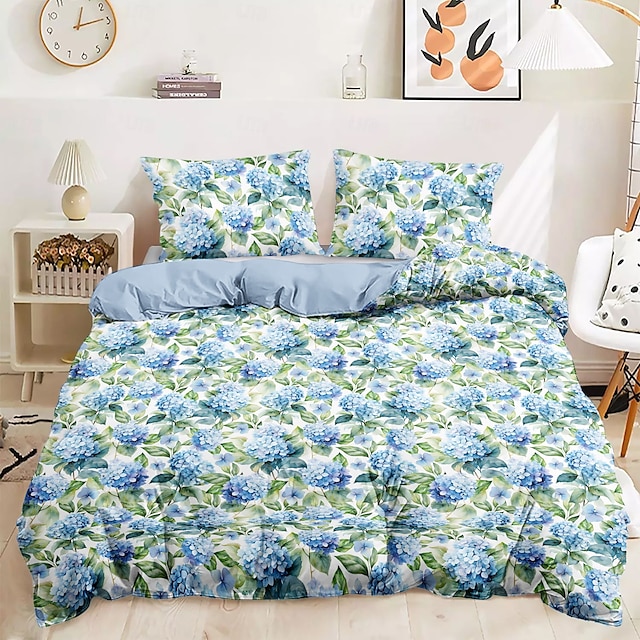 Floral Duvet Cover Full Size Bedding Set Bed Sets Quilt Cover Soft Lightweight Comforter Cover with 2 Pillowcases for Summer Spring