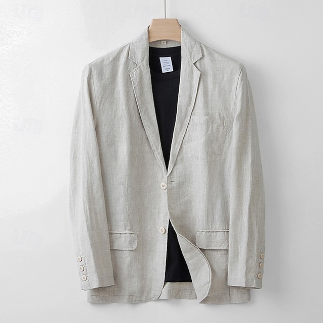  Miesten 100 % pellavainen bleiseri Bleiseri liiketoiminta Cocktailjuhla Hääjuhla Muoti Vapaa-aika Kevät Syksy 100% pellava Yhtenäinen väri Tasku Napit Mukava Yksirivinen Bleiseri Laivaston sininen