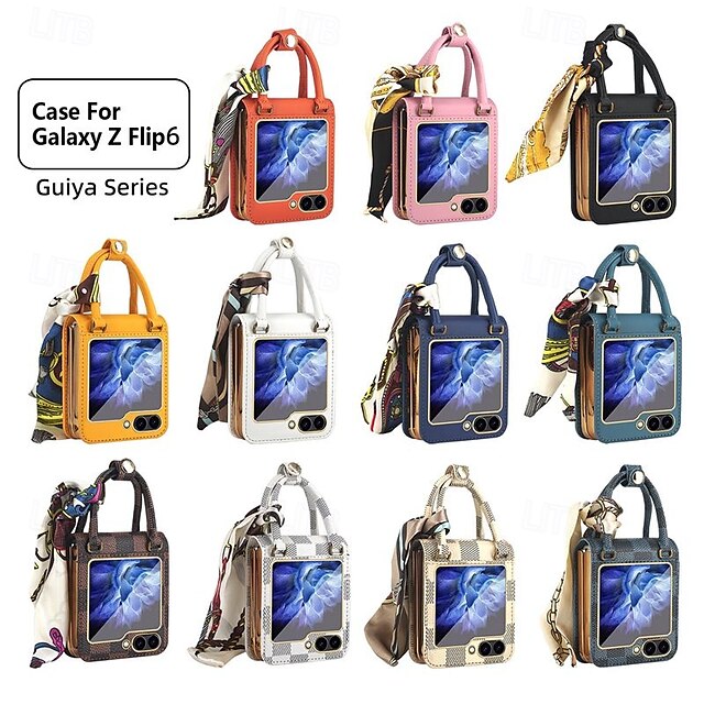  電話 ケース 用途 サムスンのギャラクシー Zフリップ6 Z Flip 5 Z Flip 4 Z Flip 3 バックカバー リストストラップ付き 耐衝撃 レトロ風 PUレザー