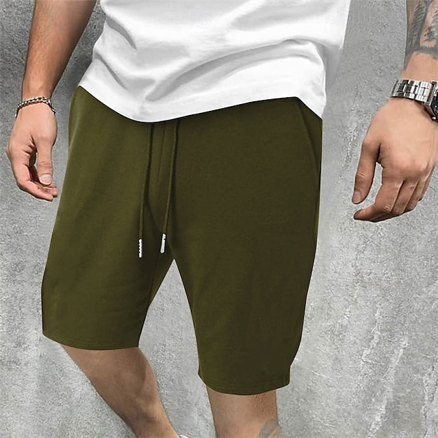  Men's Sweat Shorts Summer Shorts Casual Shorts Pocket Drawstring Elastic Waist Plain Comfort Short Party Daily Fashion Classic Style White Wine Micro-elastic