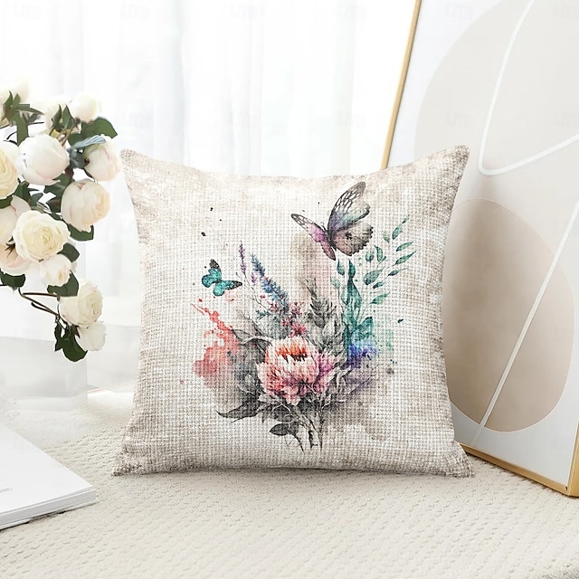  Rustic Floral Decorative Toss Pillows Cover 1PC Soft Square Couch Cushion Case Pillowcase for Bedroom Livingroom Sofa Chair