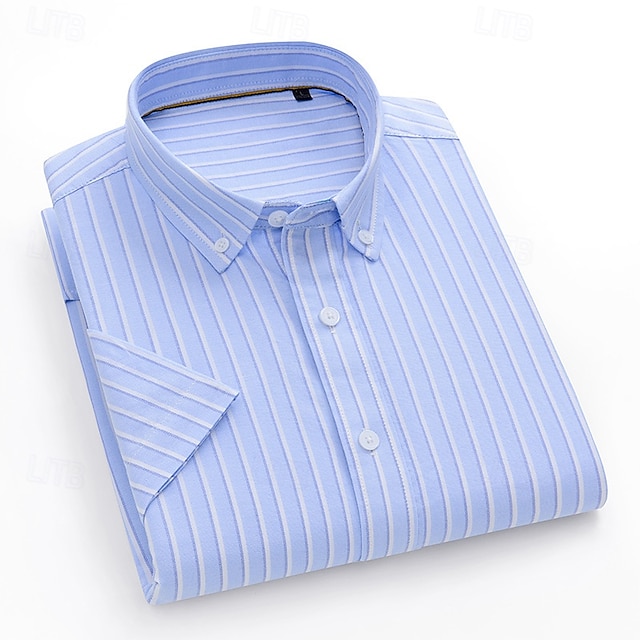  Per uomo Camicie Camicia abbottonata Camicia Oxford Camicia non stirabile Camicia a righe Matrimonio Esterno Verde chiaro Blu Viola chiaro Arancione Manica lunga Colletto alla francese Estate