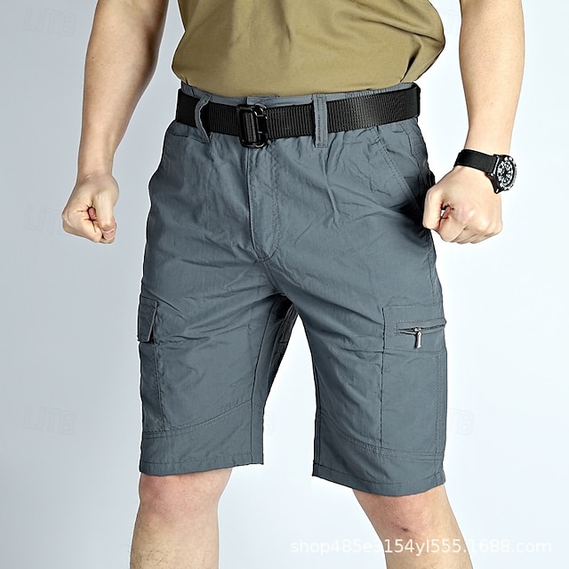  Homens Shorts táticos Bermuda Cargo Calção Bermudas Cintura elástica Bolso Com Zíper Tecido Prova-de-Água Secagem Rápida Comprimento do joelho Ao ar livre Casual Acampar e Caminhar Esportes Moda