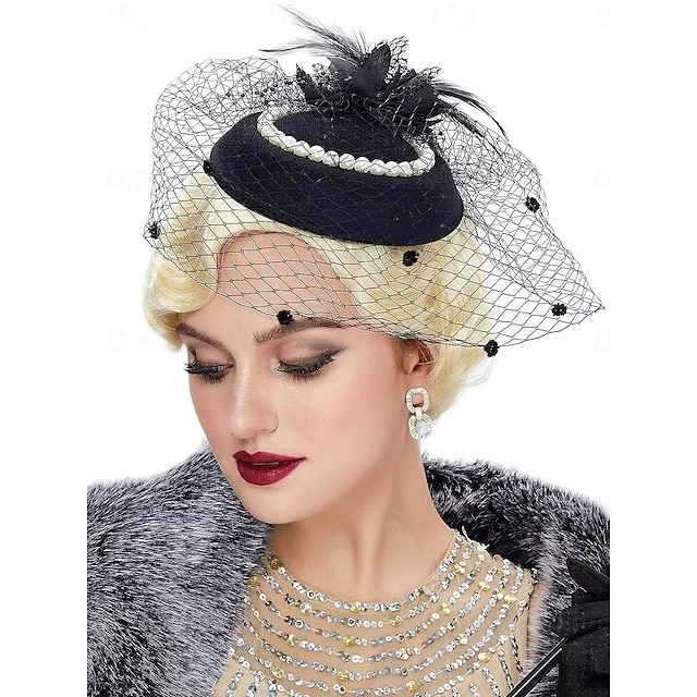 Headdress Tulle Fedora Hat Wedding Elegant Vintage With Tulle Headpiece Fwkbmj1740103859650