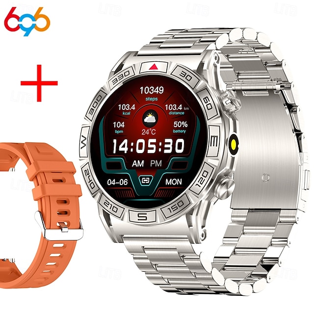  696 KC80 Montre intelligente 1.43 pouce Smartwatch Montre Connectée Bluetooth ECG + PPG Podomètre Rappel d'Appel Compatible avec Android iOS Femme Hommes Mode Mains-Libres Rappel de Message IP 67