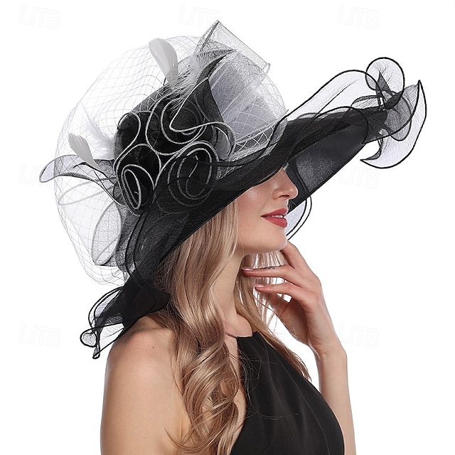  naisten hatut headband hiusneula organza fascinator kirkkohattu kukka teejuhlat häähattu