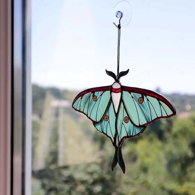  luna moth βιτρό κρεμαστά για τη γιορτή της μητέρας δώρα δώρο γενεθλίων για τη μαμά πεταλούδα βιτρό suncatcher τέχνη κήπου